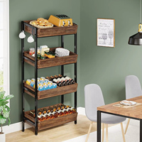 Étagère de rangement en bois à 4 niveaux pour fruits et légumes, idéale pour cuisine et garde-manger