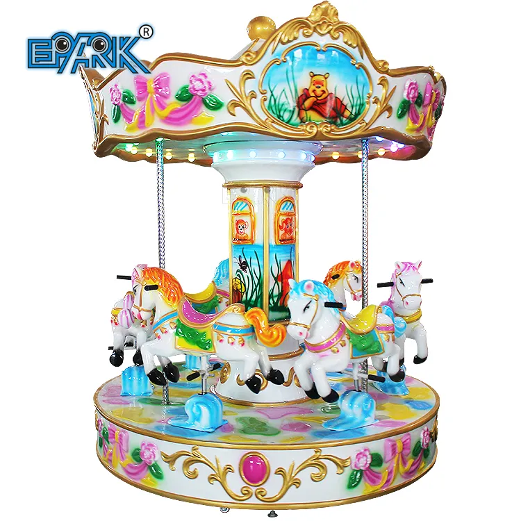 Muntautomaat Kiddy Rides Draagbare Carrousel Kermis Draaimolen 6 Zetels Carrousel Paard