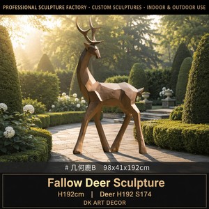 Escultura de fibra de vidrio S174 con cuernos, estatua de ciervo de tamaño real para jardín, parque, <span class=keywords><strong>plaza</strong></span> y paisajismo de hoteles, arte de ciervo en FRP - Product Image 1
