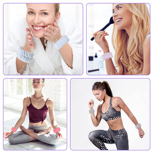 Fascia personalizzata per Make up fascia per capelli con logo personalizzato spugna per la cura della pelle trucco gonfio per Spa spugna tessuto da polso fascia - Product Image 2