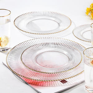 Platos de cristal de 13 pulgadas al por mayor para bodas y regalos de inauguración, juego de vajilla para uso alimentario. - Product Image 4