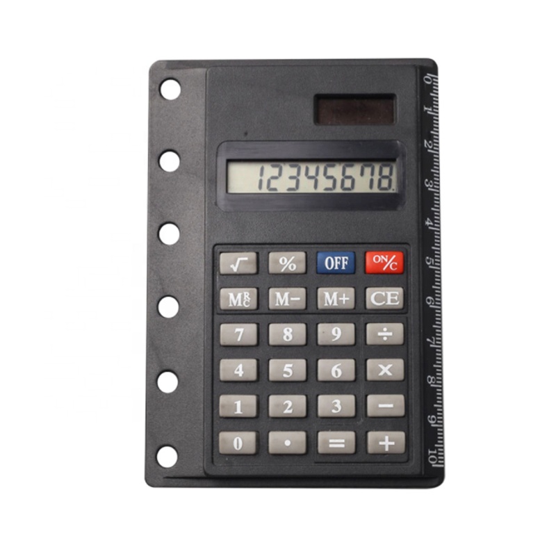 Многофункциональный мини-калькулятор с 8 цифрами и линейкой, черный, удобный для переноски калькулятор с двойной мощностью для офисных принадлежностей