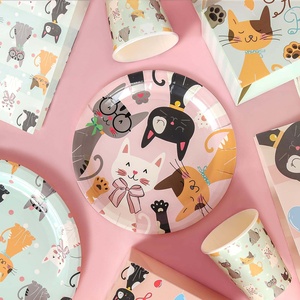 ชุดจานกระดาษลายการ์ตูนสัตว์สีชมพูสำหรับงานเลี้ยงวันเกิดแมว DAMAI อุปกรณ์จัดงานเลี้ยงวันเกิดแมวแบบใช้แล้วทิ้ง ชุดจานกระดาษลายสัตว์สำหรับตกแต่งงานเลี้ยงวันเกิดเด็ก - Product Image 2