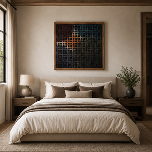 Nocturne Grid Abstract Textured Wall Art Painting Decorative Hand-painted Minimalist Living Room Bedroom Interior Decor Artwork - Product Image 1