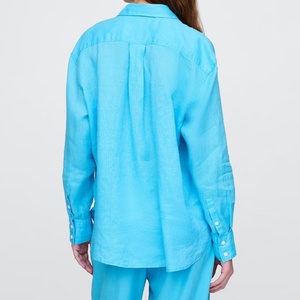 Conjunto de Lino Sólido Nuevo de Moda para Mujer, Traje de Dos Piezas de Algodón y Lino, Camisa Casual de Primavera/Verano y Pantalones de Pierna Ancha para Damas - Product Image 3