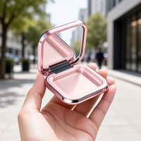 Boîte de maquillage compacte carrée en ABS/AS écologique personnalisée, miroir portable, conteneur cosmétique, blush, fond de teint, emballage