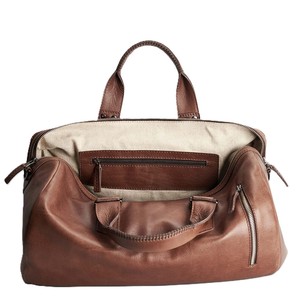 Sac de voyage simple en cuir PU, sac de week-end, 20 pouces, fermeture à glissière, multifonctionnel, doublure en polyester marron, sac de voyage - Product Image 3