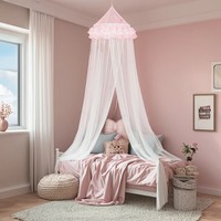 Auvent pliable portable pour jouets en peluche, forme ronde, 100% polyester, couleur blanche, rideau de lit pour enfants