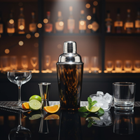 Shaker à cocktails en verre sans plomb 400 ml avec couvercle en acier inoxydable, mélangeur de boissons professionnel pour barman, usage domestique et en gros