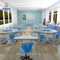 Ensemble de bureaux et chaises de classe combinés, réglables en hauteur, pour une activité collaborative