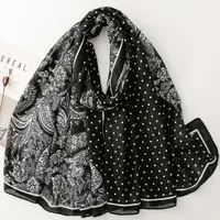 Écharpe longue pour femme, printemps-été, style japonais et coréen, élégante et tendance, à pois contrastés, motif cachemire floral, en polyester