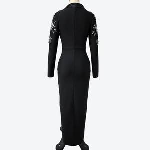 OEM fabbrica bendaggio personalizzato di fascia alta di lusso in rilievo lungo da donna abiti Vintage Sexy notte - Product Image 6