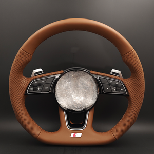 Volant Lenkard personnalisé en cuir <span class=keywords><strong>marron</strong></span> pour Audi A3 A4 A5 A6 A7 C6 C7 C8 S3 S4 S5 S6 S7 B7 B8 B9 RS3 RS5 RS6 Q5 Q7 - Product Image 1