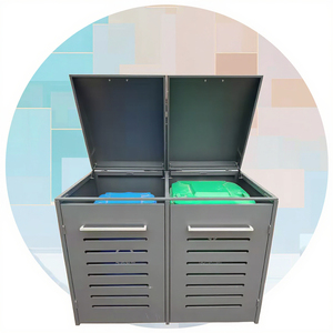 Tùy chỉnh ngoài trời thép mạ kẽm đôi chất thải <span class=keywords><strong>bin</strong></span> thiết kế mới với khóa cửa công suất lớn có thể tái chế phân loại tái chế Thùng - Product Image 2