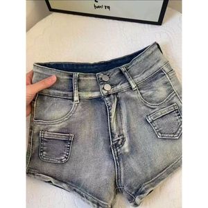 กางเกงขาสั้นผ้ายีนส์เอวต่ำสไตล์อเมริกันย้อนยุคสีอ่อนสำหรับผู้หญิงใส่2025ฤดูร้อนกางเกงพิมพ์ลายสะโพกทรงสลิมฟิตกางเกงลำลองสูงตรง - Product Image 5