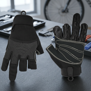 Gants de sport sans doigts en polyester noir antidérapants avec fermeture auto-agrippante unisexe toutes saisons - Product Image 2