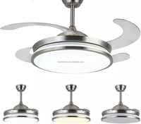 Ventilateur de plafond invisible à prix abordable avec caméra espion intégrée, lumière et télécommande, en plastique LED sans pales