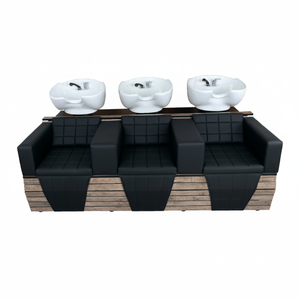 Chaise de lavage de cheveux professionnelle moderne de haute qualité avec revêtement en cuir PU et bac de lavage intégré, mobilier de salon de coiffure, modèle d'usine 80 - Product Image 2