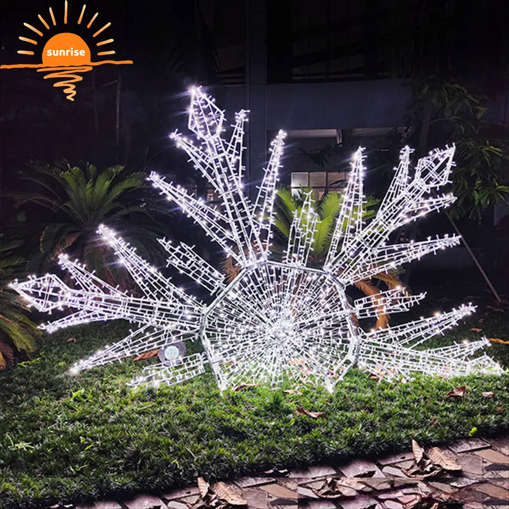 Luz led gigante de natal com motivo de floco de neve de natal, luz led 3Dgiant para decoração de exterior, novidade branca gigante