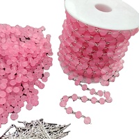 Chaîne de perles en verre facetté givré rose, 4-6-8-10 mm, avec broche à œil en argent antique, pour bricolage