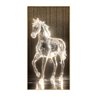 Offre Spéciale décoration murale LED de luxe décoration intérieure moderne design éléphant peinture lumineuse en porcelaine de cristal avec lumière LED