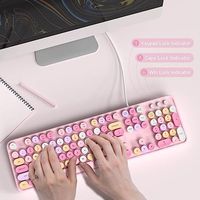 Keyboard Komputer Kabel OEM ODM Tombol Bulat Gaya Mesin Ketik Retro Ukuran Penuh USB Plug and Play untuk Laptop PC Desktop Wind