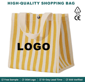 Sac fourre-tout en <span class=keywords><strong>toile</strong></span> écologique Bulong, imprimé avec un logo personnalisé, motif rayé, extra large, recyclé, pour un usage quotidien, pour hommes et femmes - Product Image 1