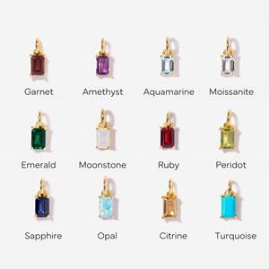 قلادة حجر الميلاد على شكل رغيف الخبز |   قلادة من الفولاذ المقاوم للصدأ مطلية بالذهب عيار 18 قيراط بتصميم بسيط مع حجر الزركون |   مقاوم للماء وغير مسبب للحساسية - Product Image 1