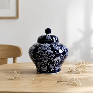 Jingdezhen Porzellan Dunkelblau-Weiße Antike Keramik-Jinger-Dose Luxuriös mit Blumen Direkt vom Hersteller für Geschenke - Product Image 4