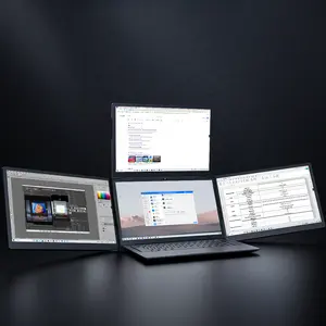 شاشة كمبيوتر LCD ثنائية الشاشة 13 بوصة 2 3 4 شاشات محمولة قابلة للطي شاشة لابتوب مع مفصل شاشة ثلاثية للعب والمكاتب