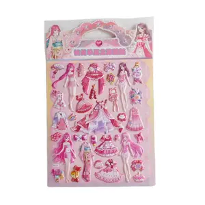 Autocollant gonflé personnalisé bien conception autocollant en mousse 3D Pop Up amovible réutilisable filles mignon licorne autocollant gonflé impression pour les enfants