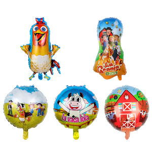 Globos de Mylar de papel de aluminio para niños, decoración de fiesta temática de animales de granja redondos de 18 pulgadas, suministros para fiestas - Product Image 1