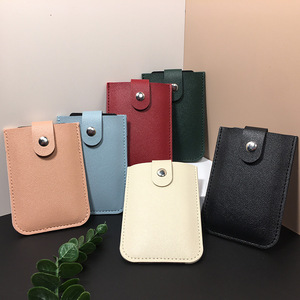 Genuine Leather Slim Card Holder Quick Access Pull Tab RFID Soft Cowhide <b>Men</b> Women Portable Bill <b>Wallet</b> Credential Cover - Product Image 2