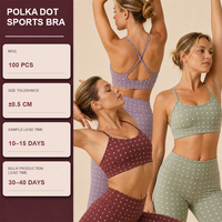 Soutien-gorge de sport personnalisé certifié GRS en nylon recyclé (71,4 %) et élasthanne (28,6 %) à pois, anti-humidité, dos croisé, pour la course et le yoga