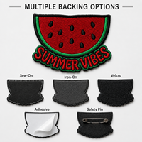 Patchs brodés personnalisés en gros motif pastèque avec bordure Merrow et support adhésif pour vêtements, sacs et chapeaux