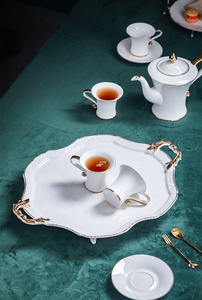 Wholesale Nordic Simple White Hand-painted Gold Afternoon <b>Tea</b> Porcelain Coffee <b>Set</b> - Product Image 2