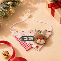 Bandana de Noël mignon pour animaux de compagnie, en peluche 3D, motif Père Noël et renne, réglable, pour chien et chat, écharpe de fête