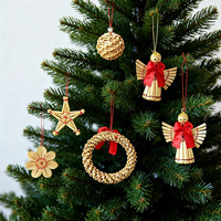 Ensemble de décorations en paille pour Noël, étoile, flocon de neige, cœur, ange, fleur, anneau, chèvre, ornements en paille nordiques du Danemark et de Norvège