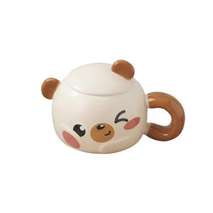 <span class=keywords><strong>Tasse</strong></span> en céramique de <span class=keywords><strong>tasse</strong></span> d'<span class=keywords><strong>animal</strong></span> de dessin animé mignon avec le cadeau de couvercle pour le souvenir de cadeau d'anniversaire d'amis - Product Image 1