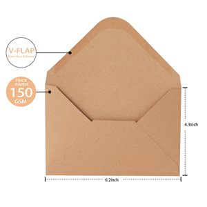 Enveloppes en kraft <span class=keywords><strong>à</strong></span> rabat en V, enveloppes pour cartes, enveloppes en papier kraft pour invitations, enveloppes pour cartes postales, rabat gommé <span class=keywords><strong>à</strong></span> base d'eau - Product Image 2