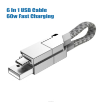 Kabel USB Magnetik 6 in 1 PD 60W USB Charge Tipe C ke USB C Micro Aksesoris Ponsel
