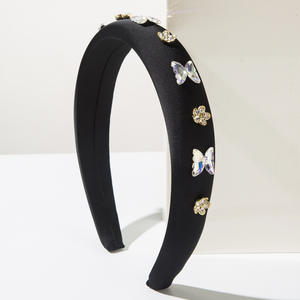 Serre-tête large style baroque avec papillons pour femme, orné de fleurs métalliques faites à la main, accessoire de mariée - Product Image 4