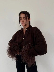 Cardigan in Maglia a Maniche Lunghe Tinta Unita alla Moda per Donna con <span class=keywords><strong>Piume</strong></span> - Prodotti di Tendenza 2026 Nuovi Arrivi - Product Image 6