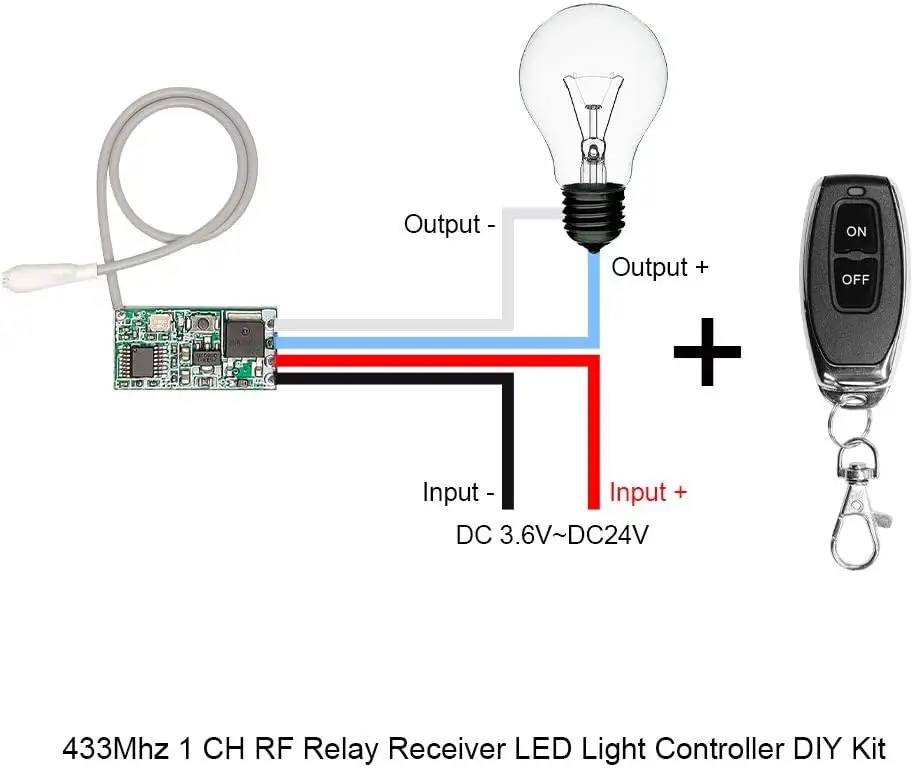 433Mhz DC3.6- 24V interruptor de Control remoto inalámbrico Universal tamaño Mini receptor de relé RF 433,92 Mhz Kit de bricolaje para luz LED
