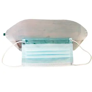 Disposable3-ply nonwoven protective face mask with eye shield