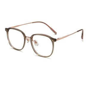 Kính mắt khung tròn siêu nhẹ phong cách Punk, kiểu vuông 52 TR, gọng titan, màu nâu trắng, dành cho nữ, phong cách Hàn Quốc - Product Image 5