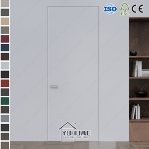 Foshan görünmez kapı Minimalist tasarım ahşap gizli duvar kapıları alüminyum çerçeve Modern iç yatak odası gömme çerçevesiz kapılar - Product Image 6
