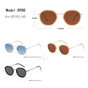 Unisex <b>Round</b> <b>Sunglasses</b> Full Rim Transparent <b>Frame</b> Blue Gradient Lenses Light Weight Casual Adult - Product Image 3