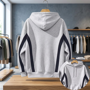 เสื้อฮู้ดผู้ชายแบบสวม ผ้าถักบุซับใน เฟรนช์เทอร์รี่ ผ้าฝ้าย 100% ระบายอากาศ ป้องกันกลิ่น สีตัดต่อ แขนยาว สำหรับฤดูใบไม้ผลิ - Product Image 2