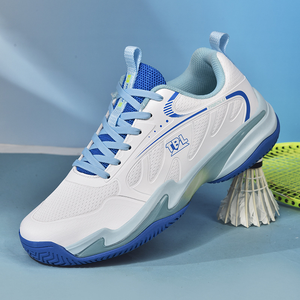 Chaussures de tennis blanches en mesh pour hommes avec accents rouges et bleus, lacets, semelle extérieure en caoutchouc respirante, baskets de sport d'été - Product Image 3